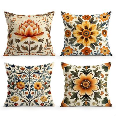 Federa per Cuscino Floreale Vintage Bohemien Poliestere Stampato 45x45cm Copricuscino Decorativo per Divano Letto Federa Decorazione Casa