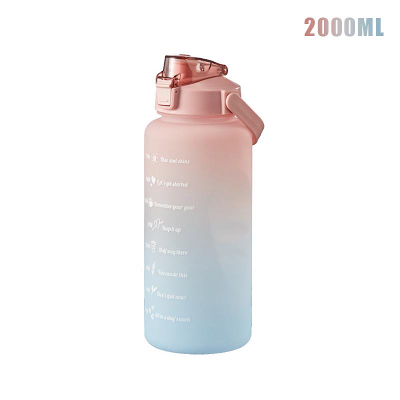 

2 Liter Large Capacity Sports Water Bottle Leak Proof Colorful Plastic Cup Drinking Outdoor Travel Portable Gym Fitness Jugs