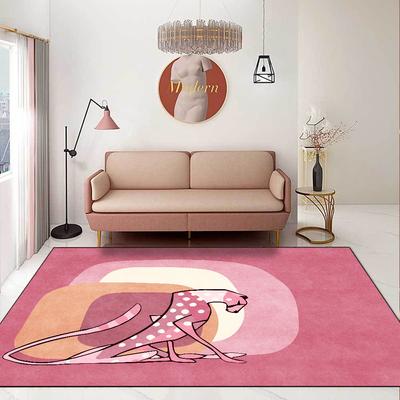 Light Luxury Large Area Carpet Modern Simple Geometry Leopard Pink Yellow Black Bedroom Bedside Non-Slip Carpet Floor Mat