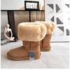 Modische, personalisierte Damen-Schneestiefel mit Knöpfen aus echtem Schaffell und Wolle, modisch und warm, gefüttert mit echtem Leder und Fell
