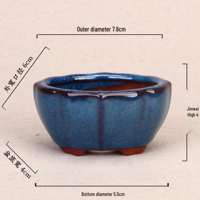 Zisha Ceramic Palm-Sized Succulent Pot for Living Room or Office, Breathable Bonsai Planter