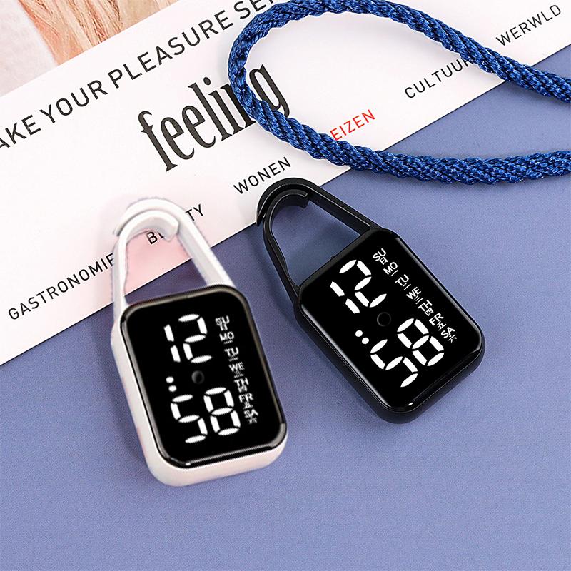 1-2PC Keychain LED Digital Electronic Watch Night Light Touch Digital Watch Students Luminous Keychain Pocket Watch Kids Gifts