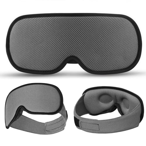 3D Eye Mask for Sleeping, Blindfold, Cooling Material, Light Blocking, Breathable, Lightweight, No Pressure, Adjustable Size, for Restful Sleep, Medit