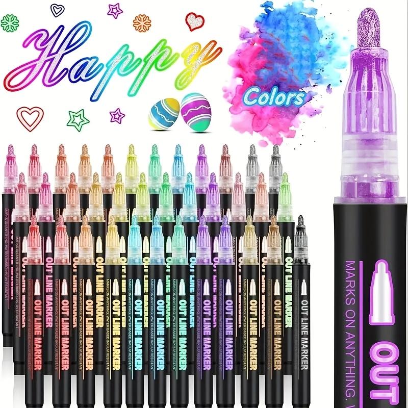 8/12 Colors Double Line Pen Outline Paint Marker Pens Diy Album Scrapbooking Metal Marker Highlighter Drawing Painting Doodling