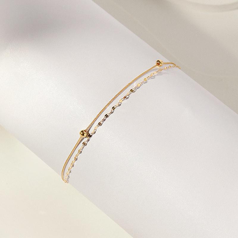 Mcel 18K Chouette Golden Ball Double Chain Anklet