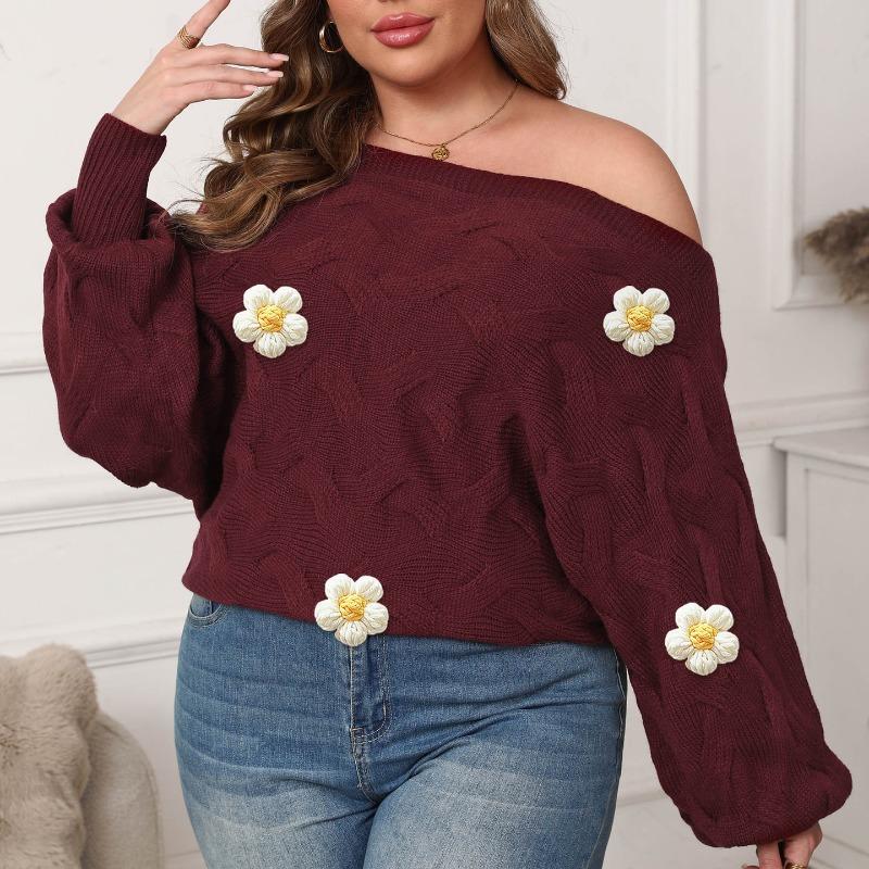 Women's Cross-border European American Sexy One-length Off-shoulder Irregular Top Bat Sleeve Loose Pullover Sweater
