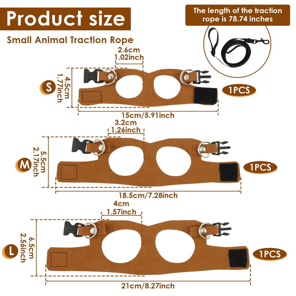 3Pcs Lizard Leash Harness Soft Adjustable Reptile Bearded Dragon Traction Rope Chameleon Amphibians Pet Harness Supplies