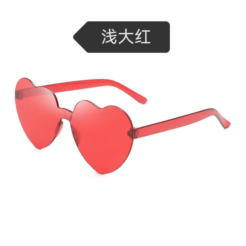 Peach Heart Sunglasses Love Glasses Trend Frameless One-Piece Marine Film Dazzling Color Sunglasses
