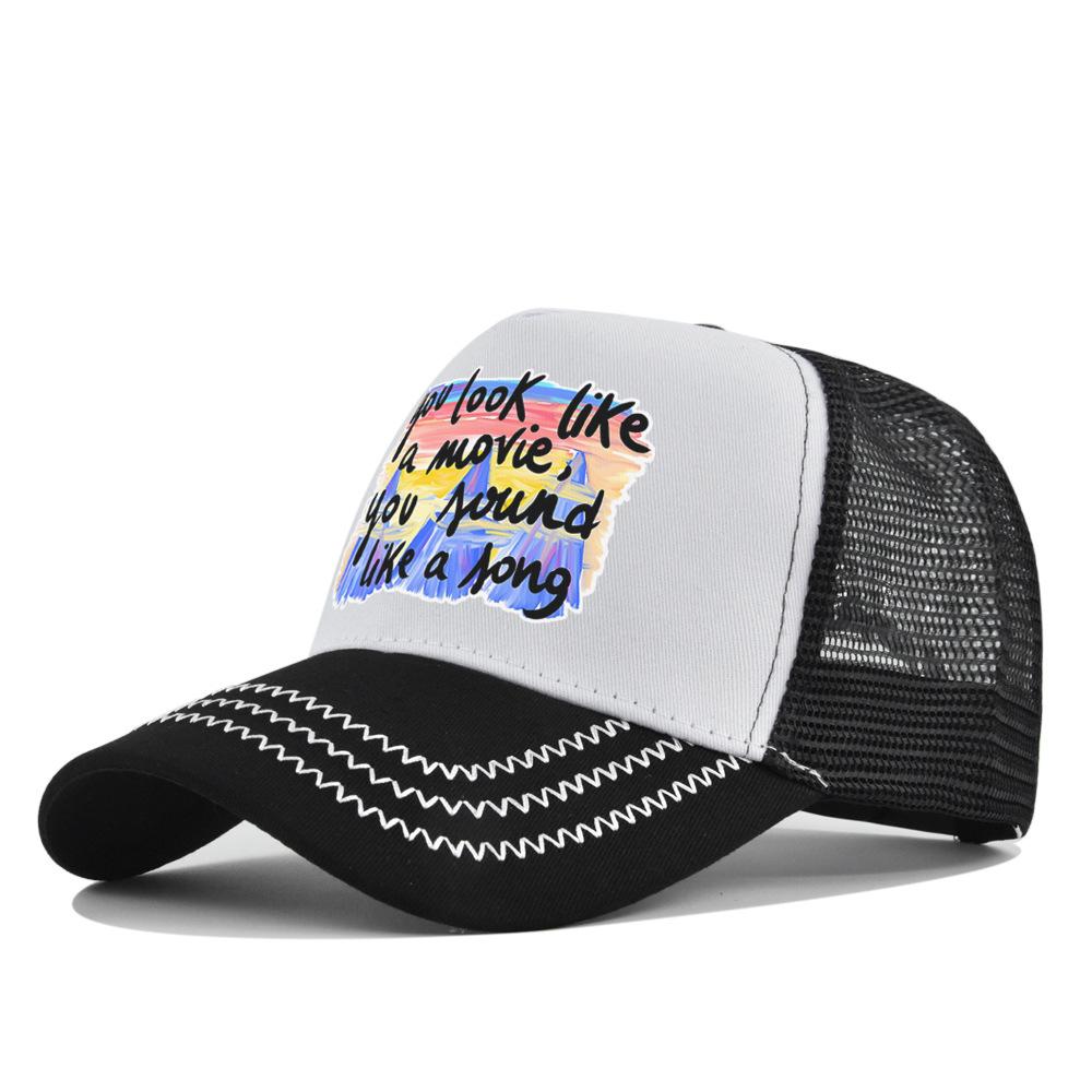Summertime Printed Cap Letter Mesh Breathable Hat Women Men Baseball Cap Sunshade Outdoor Sports Cycling Travel Sun Hat Dad Hat