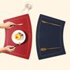 PU Leather Leather Placemat Modern Design Chinese Style Western Placemat Heat-insulating Oil Resistant Fan-shaped Placemat