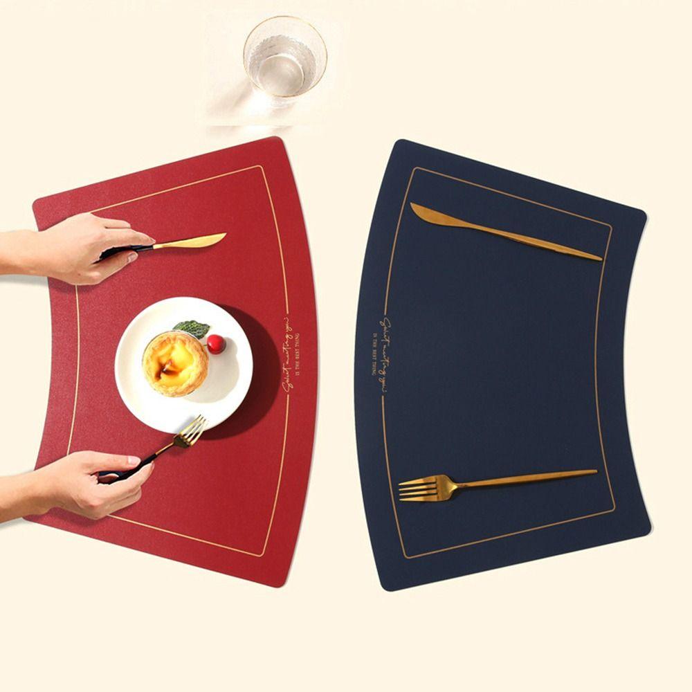 PU Leather Leather Placemat Modern Design Chinese Style Western Placemat Heat-insulating Oil Resistant Fan-shaped Placemat