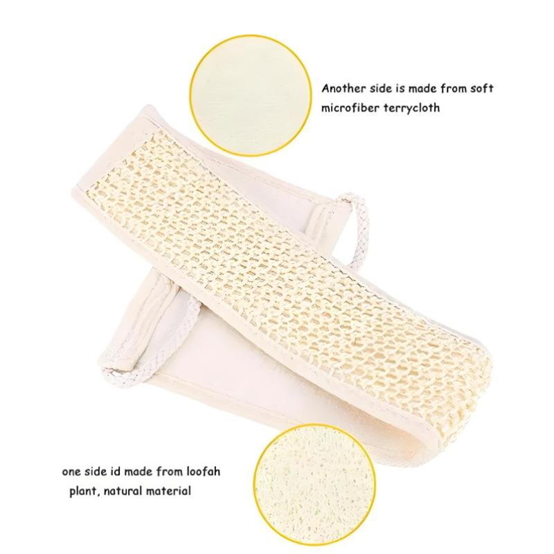 Long Exfoliating Body Scrubber with Strap, Soft Bath Sponge & Dry Brushing Tool for Shower & Spa, Dead Skin Removal Washcloth