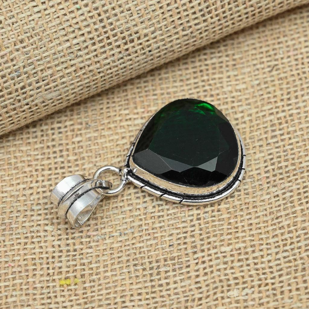 Chrome Diopside Gemstone Jewelry 925 Sterling Silver Handmade Designer Pendant