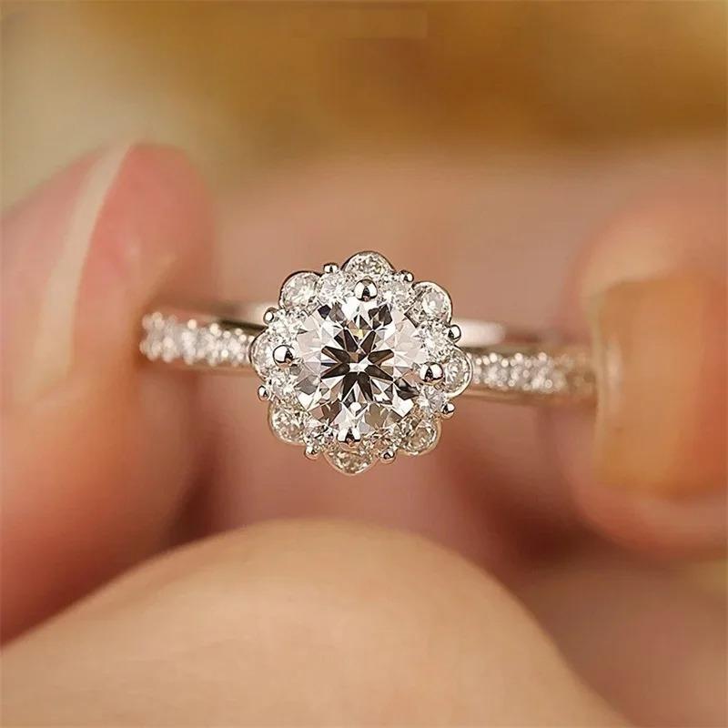 Carat Moissanite Wedding Ring Round Diamond Cut Certified Sterling Silver Engagement Ring for Women 5