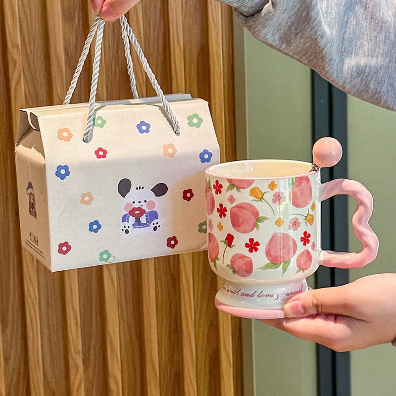Cană ceramică drăguță pentru fructe cadou de ziua de naștere fată cană cafea lapte cadou suvenir prietenă cutie cadou