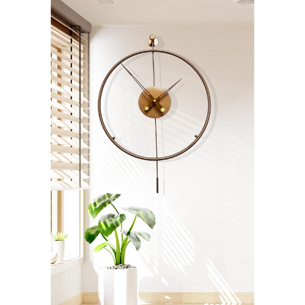 Tiktok Plus 60 Cm Rose Gold (copper Color), Modern Decorative Metal Wall Clock With Pendulum
