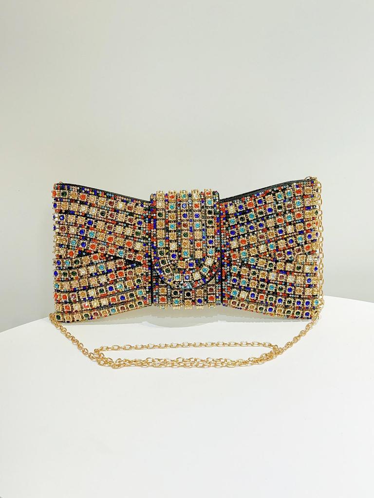 Vintage European-American Diamond Clutch: High-End, One-Shoulder Crossbody Bag for Elegant Evenings