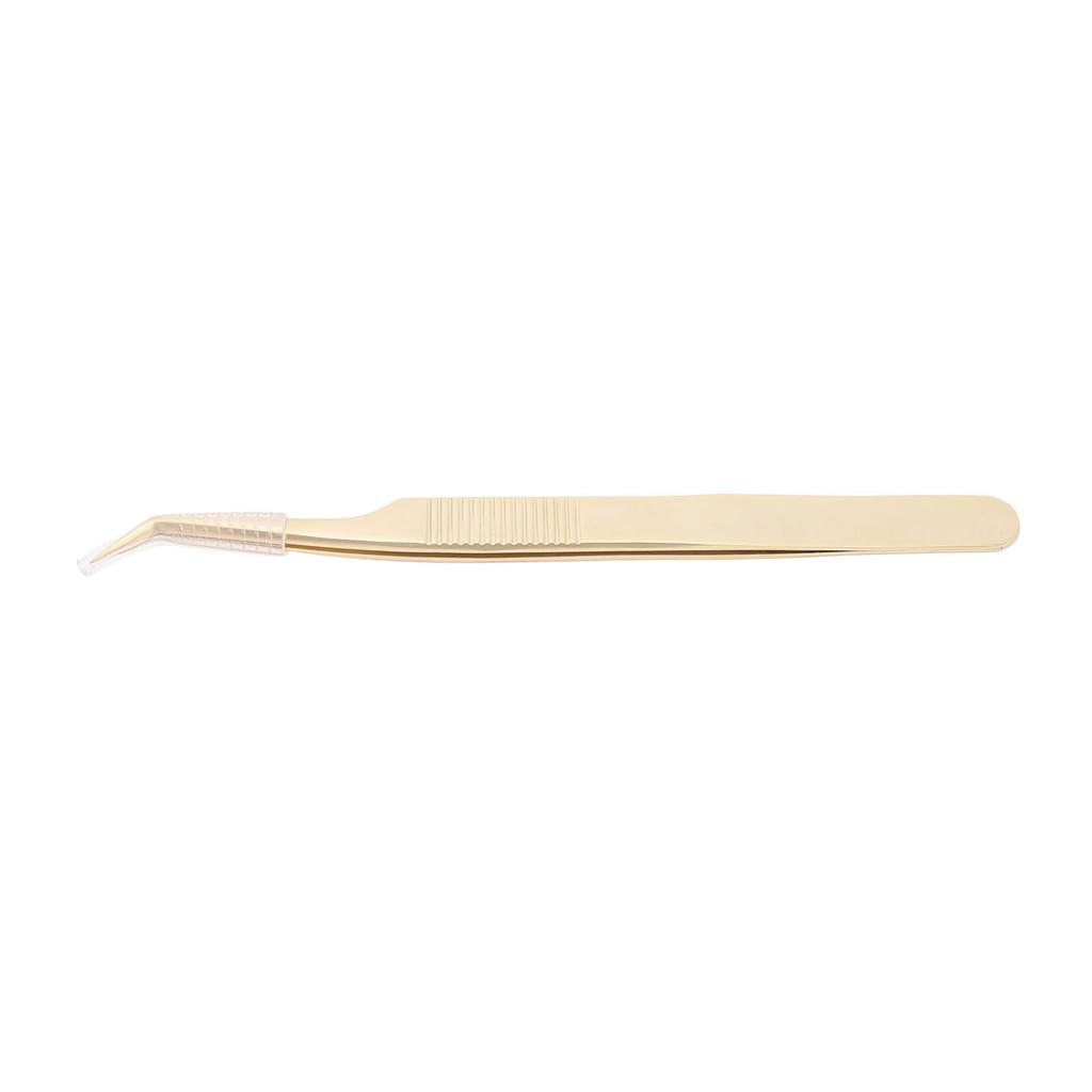 Eyelash Extension Tweezers Stainless Steel Fiber Tip Golden Lash Extension Tweezers for Beauty Salon