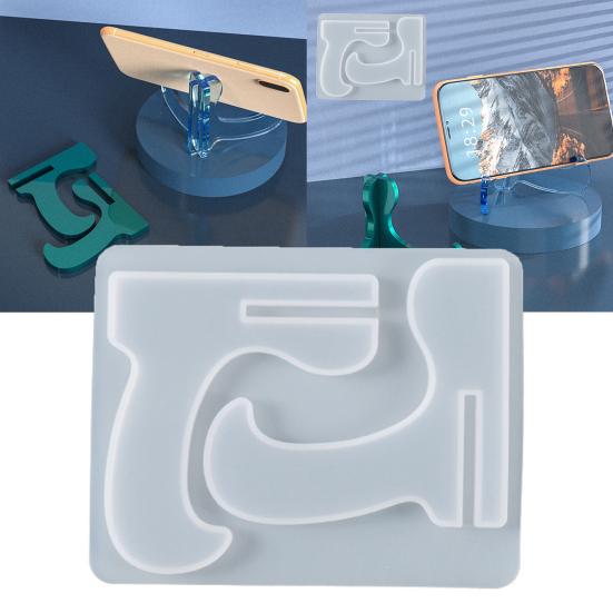 DIY Craft Phone Stand Mold Non-stick Quick Demoulding Easy Clean Casting Tool Reusable Epoxy Resin Casting Mold for Gift