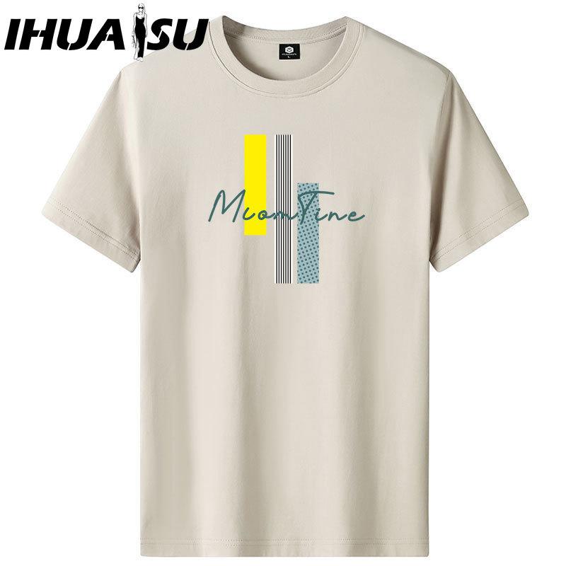 IHUASU Kurzarm-T-Shirt aus Baumwolle für Herren, modisch, lockeres Halbarmhemd, bedrucktes mitfühlendes Hemd