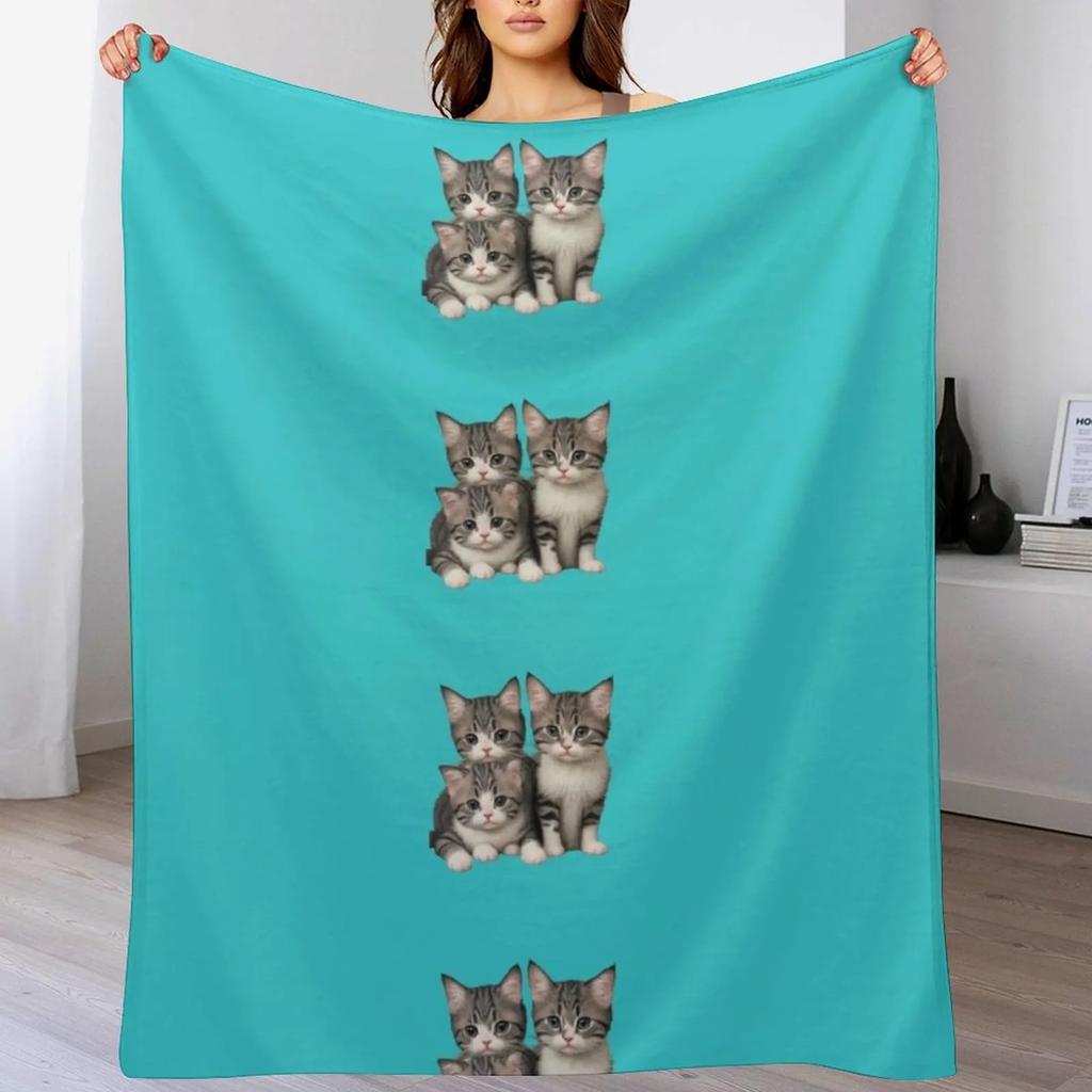 kittens Throw Blanket Multi Use Warm Blanket for Living Room Bedroom