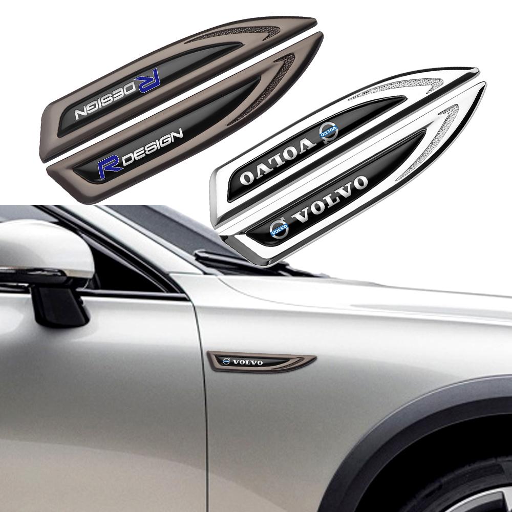 2PC Metal Blade Side Fender Sticker Auto Emblem Trim Decal Accessories For Volvo RDESIGN XC90 XC40 XC70 XC80 S60 S80 S90 V40 V60