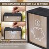1Pc Clear Piggy Bank Wooden Money Boxes with Lock Large Money Saving Jar Cash Coin Storage Box Money Bank Box for Kid and Adults