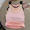 Winter Women Thermal Vest Seamless Plush Fast Temperature Lock Round Neck Slim Fit Elastic Sleeveless Inner Wear Bottoming Tank Top