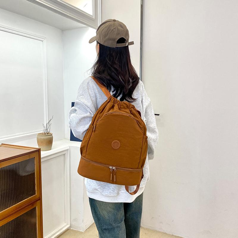 Drawstring Backpack with Dual Zipper Compartment Lightweight Casual Bag Unisex Gym Travel School Backpack