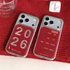 Red 2026 New Year Clendar Phone Case for iPhone 17 16e 16 15 14 13 12 11 Air Pro Max X XR XSMAX 8 7 Plus Luxury Clear Back Cover