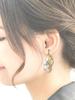 Freshwater Pearl Coin Petal Earrings with Silicone Natural Power Stone A1037 [Cherry] Cover, Stone,