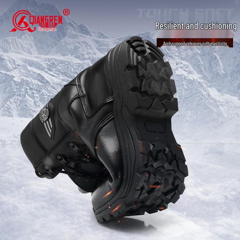 3515 Botas de Vuelo de Lana de Caña Alta para Hombre Strongman - Cremallera Lateral, Resistentes al Desgaste, Cálidas Botas de Invierno para Montar y Entrenamiento al Aire Libre.