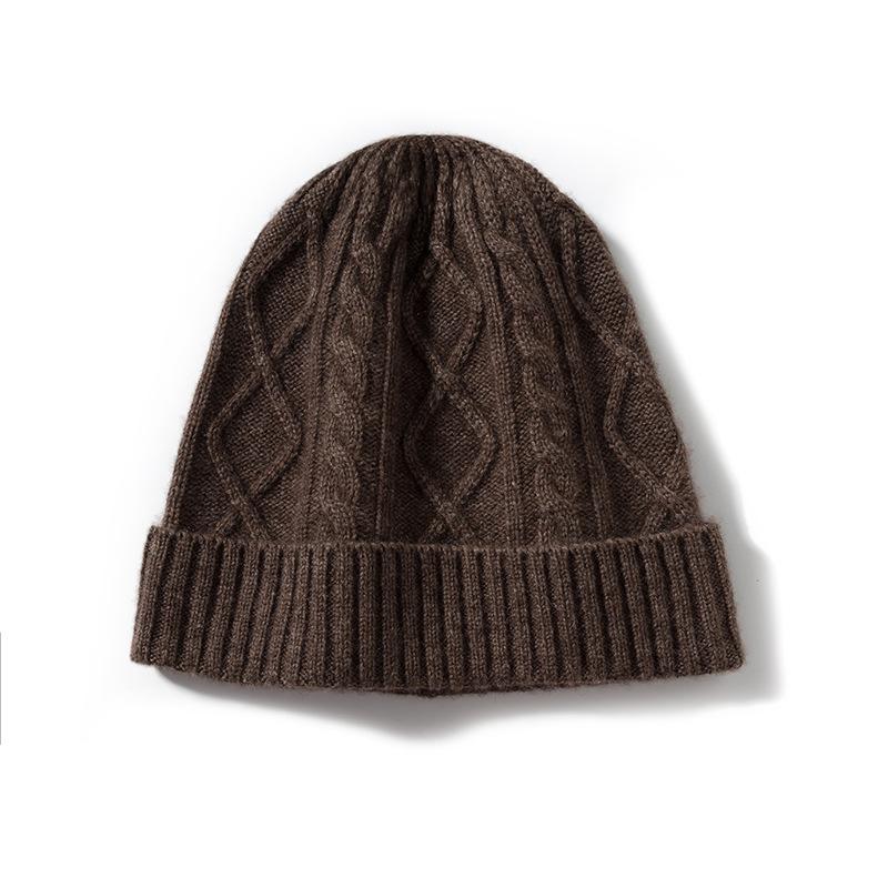 Cashmere Autumn and Winter New Women's High End Knitted Warm Solid Color Twist Ear Hat Knitted Casual Baotou Hat