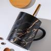 Nordic Ceramic Cup with Lid Spoon Marble Textured Large Capacity Mug Creative Personality Ins Office Water Cup