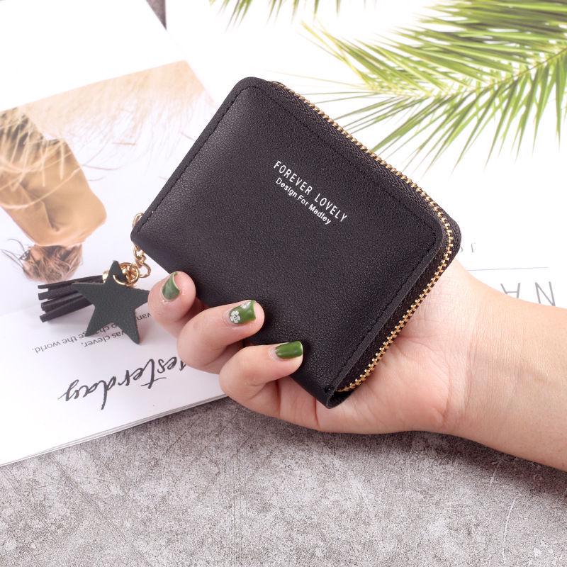 Mini Star Tassel Wallet for Women - Cute Korean-Style Zipper Coin Purse & Card Holder
