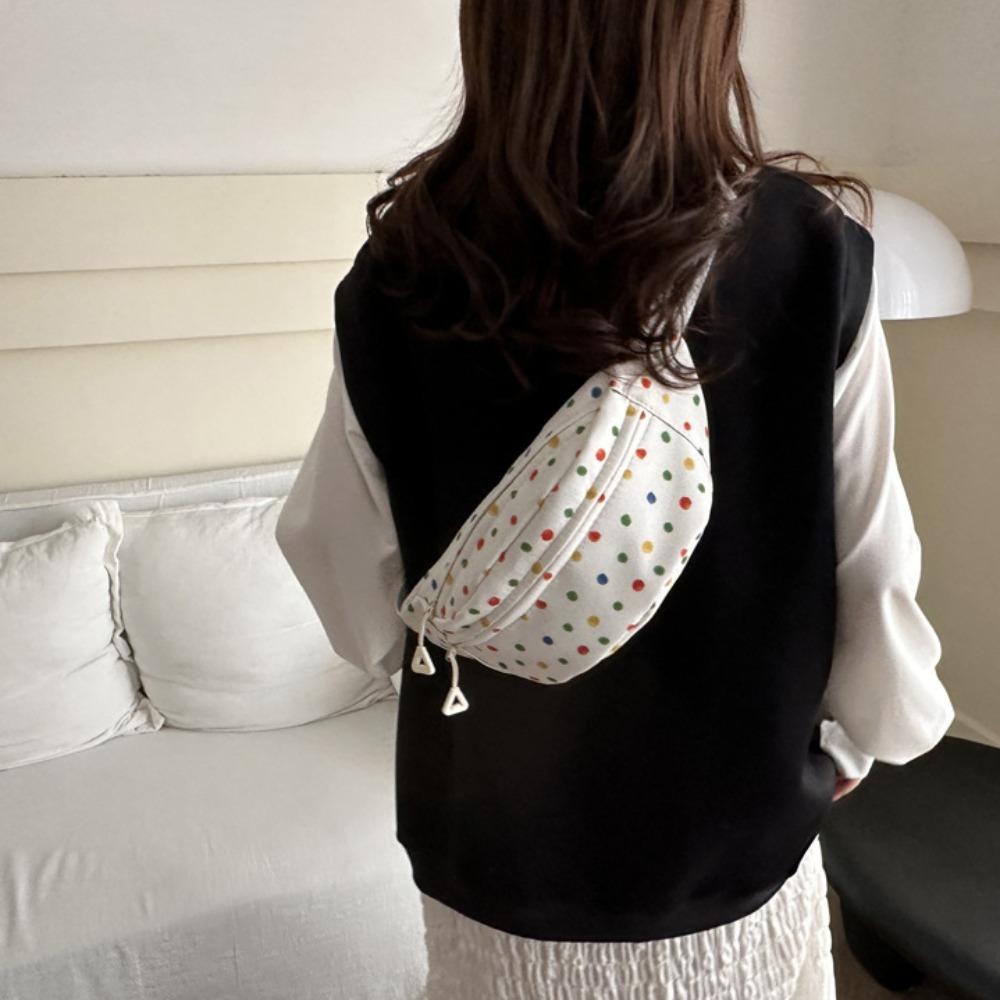 

Colorful Polka Dot Single Shoulder Bag Nylon Running Waist Bag Cute Sports Fanny Pack Unisex