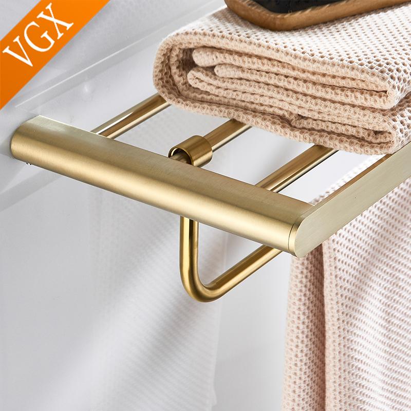 VGX Gold Badezimmer Handtuchhalter Edelstahl Handtuchständer Klappbar Beweglich Badehandtuchstange Badezimmer Hardware Zubehör Grau