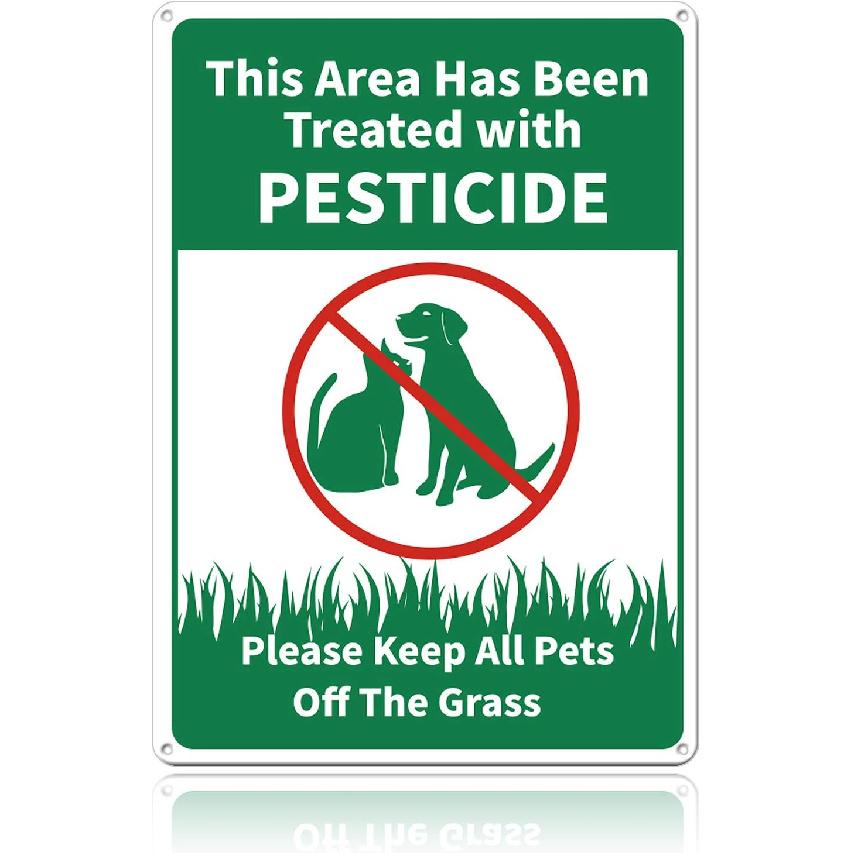 GLOBLELAND This Area Has Been Treated with Please Keep All Pets Off The Grass Sign, 10x12 Inches 35 Mil Aluminum Grass Yard Sign, UV Protected and