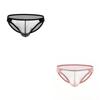 2Pcs/Lot Men's Sexy Low-rise Briefs Ultra-thin See-through Tight Underwear Quick-dry Breathable Solid Color Briefs