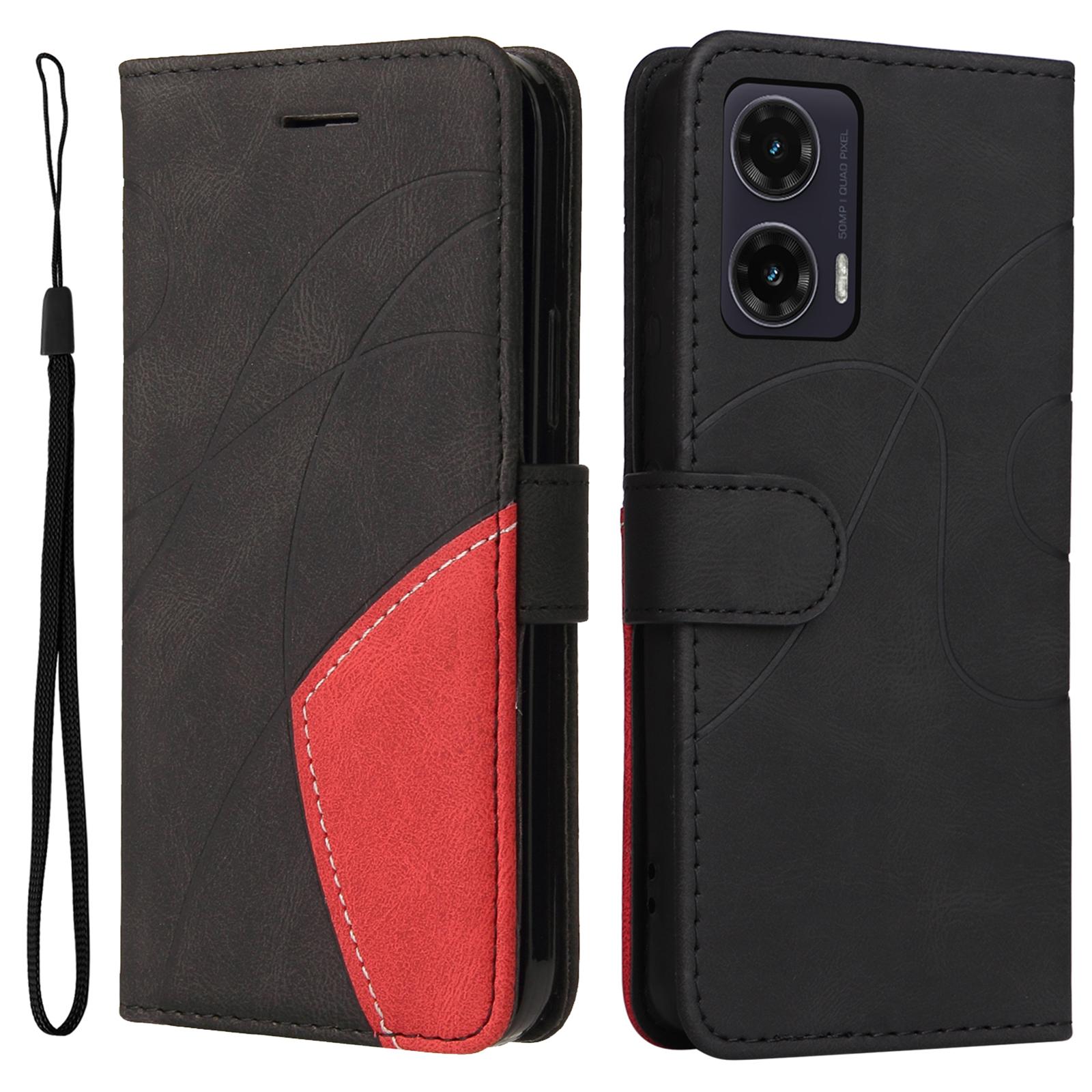 

Для Motorola Moto G35 5G Кожаный чехол-кошелек с подставкой, цветная вставка, чехол для телефона A