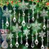 28-Piece Crystal Ice Pick Snowflake Hanging Decorations for Christmas & Festivals