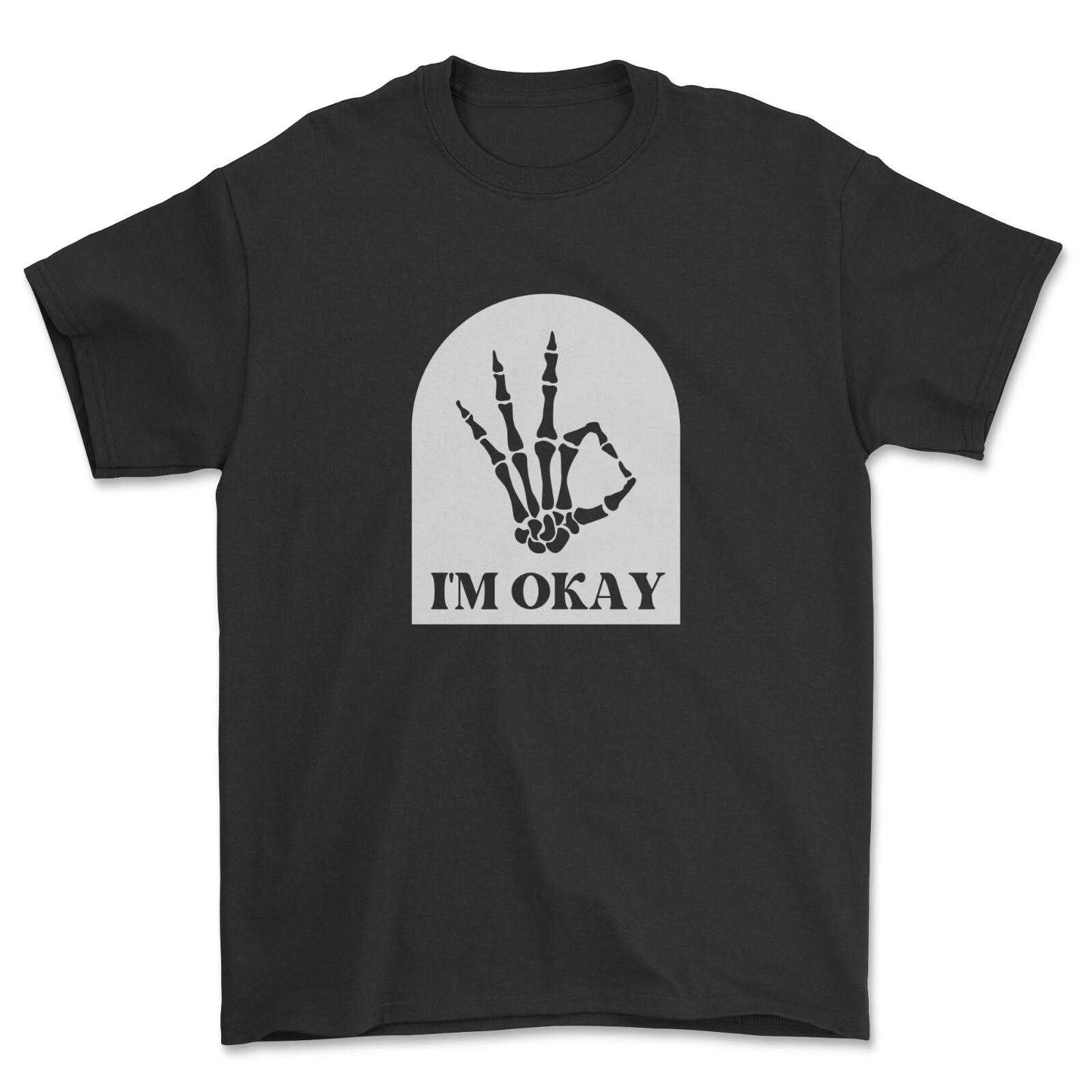 I m OK Skeleton Hand Sign T-shirt Gravestone Tshirt S разноцветный