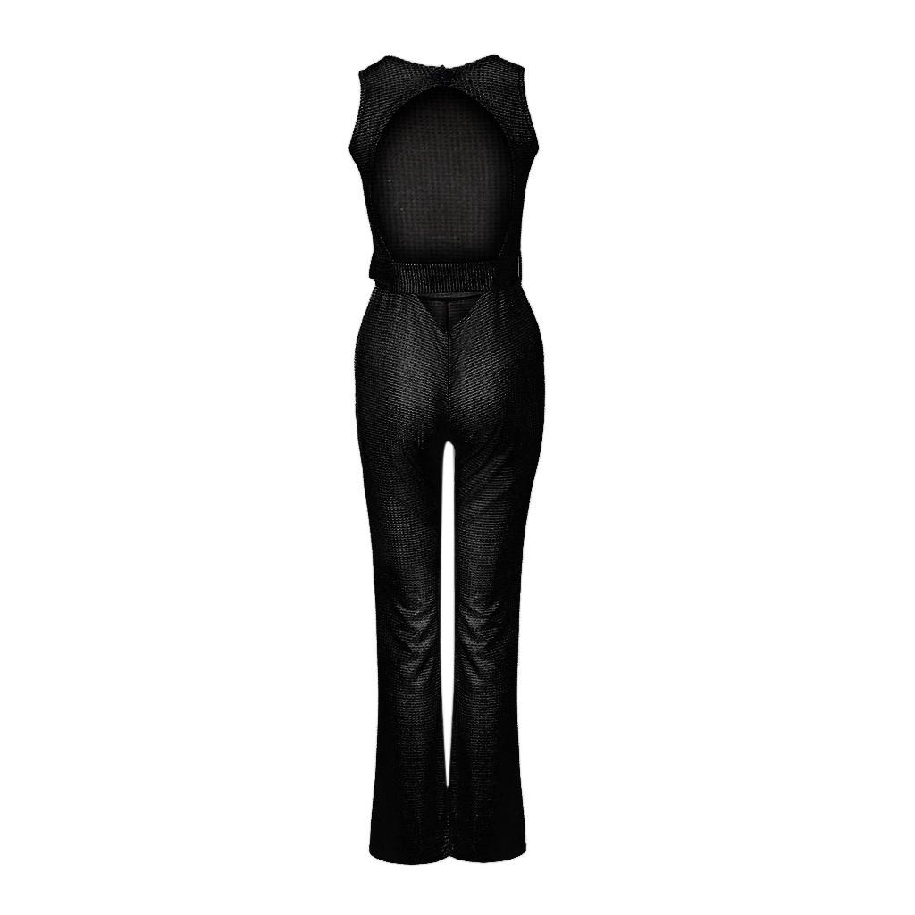 Fashion Women Summer Solid Casual Sleeveless Strapless Broad-Legged Jumpsuit