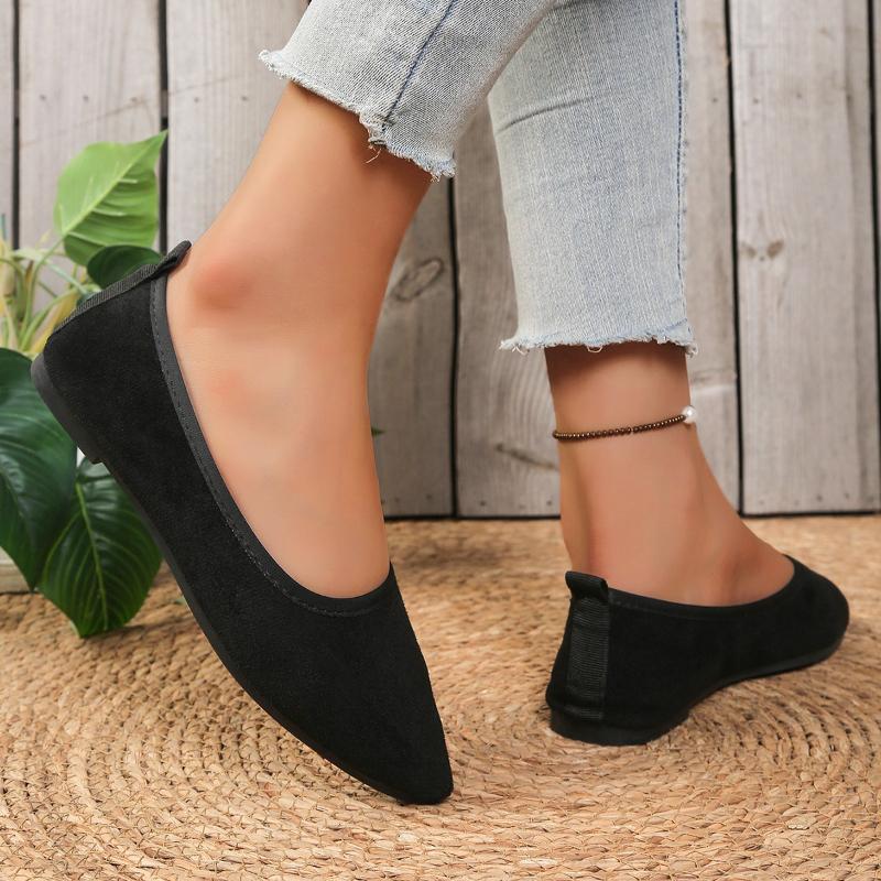 2026 Spring and Autumn New Fashion Pointed Large Flat Bottom Women's Shoes Versatile Shallow Mouth Simple Casual Shoes