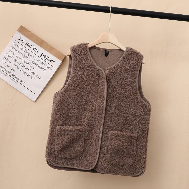 Spring, Autumn and Winter Imitation Lamb Fleece Vest Granular Fleece Vest Jacket Middle-aged and Elderly Plush Vest
