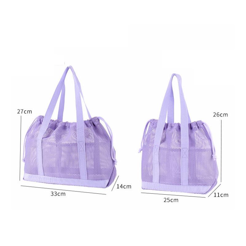 Mesh Drawstring Tote Bag Quick Dry Durable Large Capacity Multipurpose Handbag for Gym Swimming Beach Outdoor Hiking Use