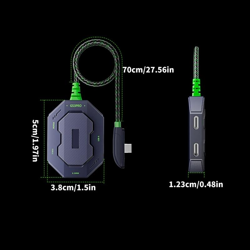 Type C Auditory Adapter For GS3pro Earphones Supporting 480Mbps Data Transfer with Straight/Angled Connectors for Gaming