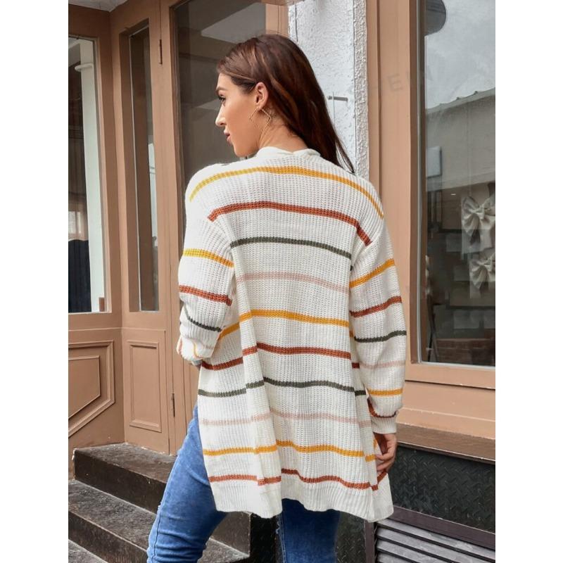 YYFS Women's Fashion Casual Fall Winter Stripe Print Long Sleeve Sweaters