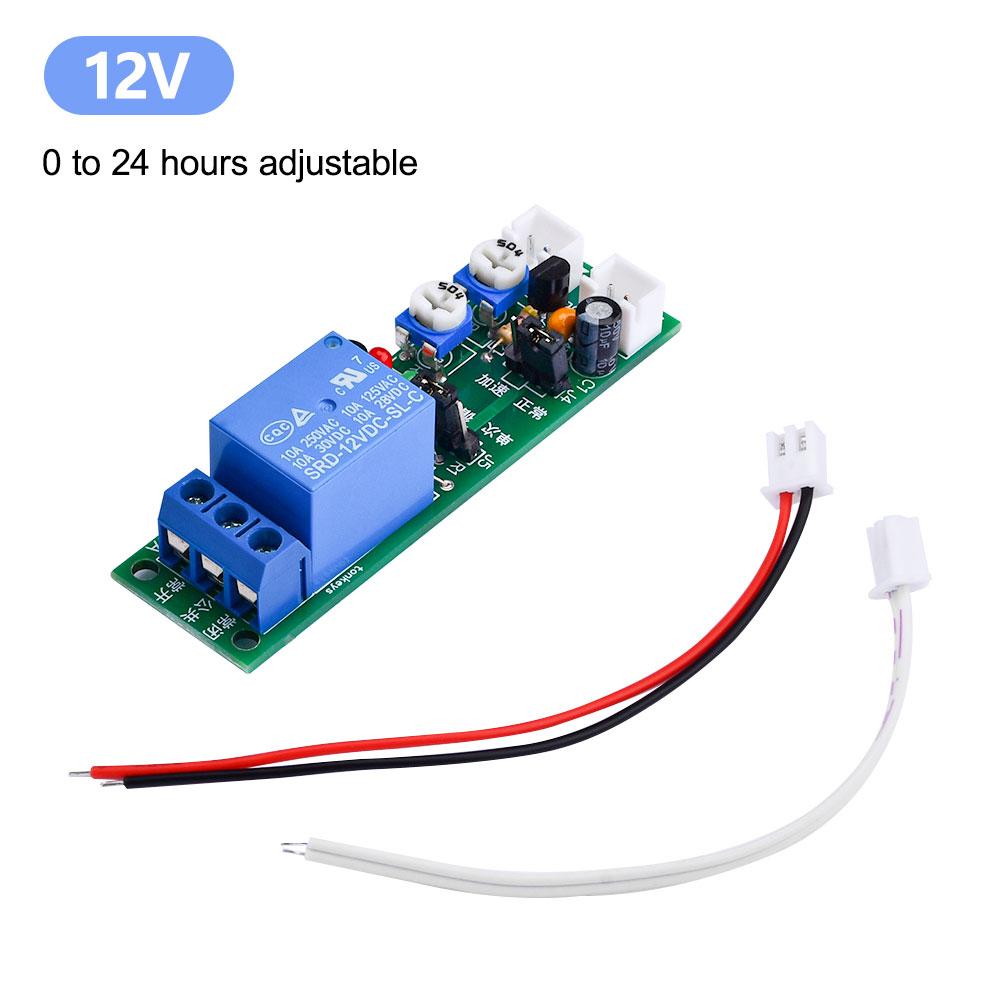 

JK11 Adjustable Cycle Timer Delay Relay Module DC 5V 12V 24V On/Off Switch Power Supply 0-24 Hours Cycle Timer Relay with Cable 12V