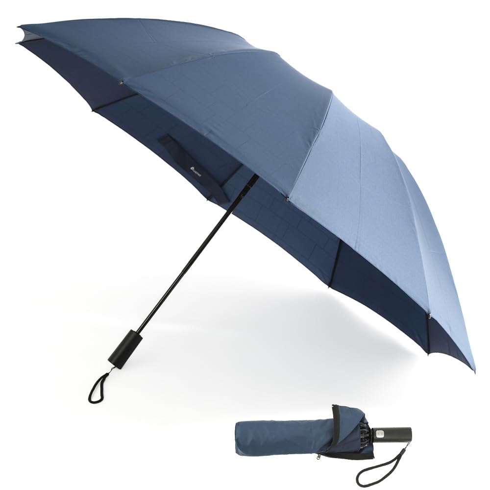 Folding Extra large folding umbrella with automatic opening and reverse large 10 70cm for both sunny and rainy PU and navy [Men's Umbrella] closing,